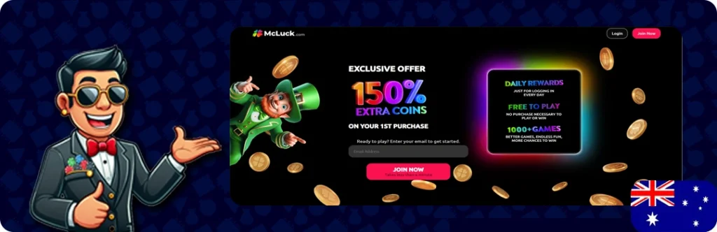 McLuck — 1 FREE Sweeps Coin + 10,000 Gold Coins