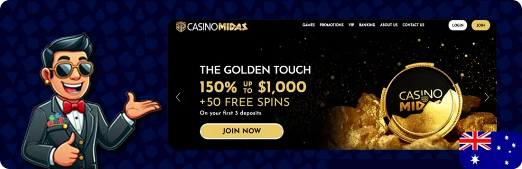 Midas Casino — 150% up to $300
