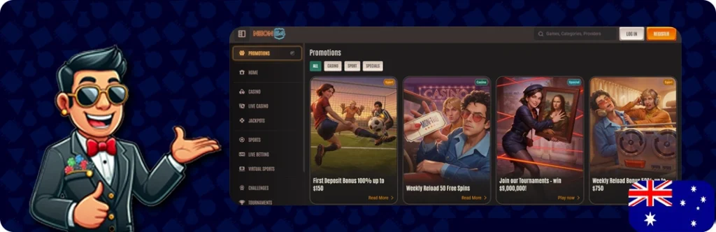 Neon54 — AU$1,500 welcome + 150 Free Spins