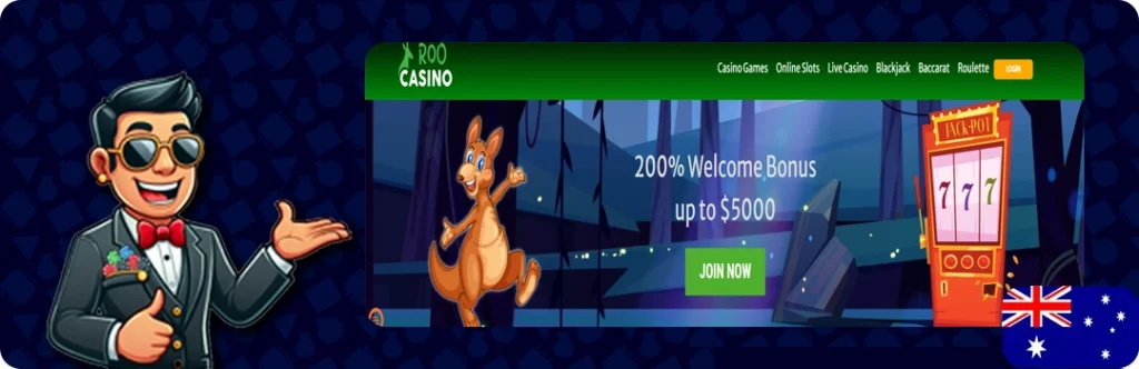Roo Casino — $5 for 75 Free Spins on Selected Pokies