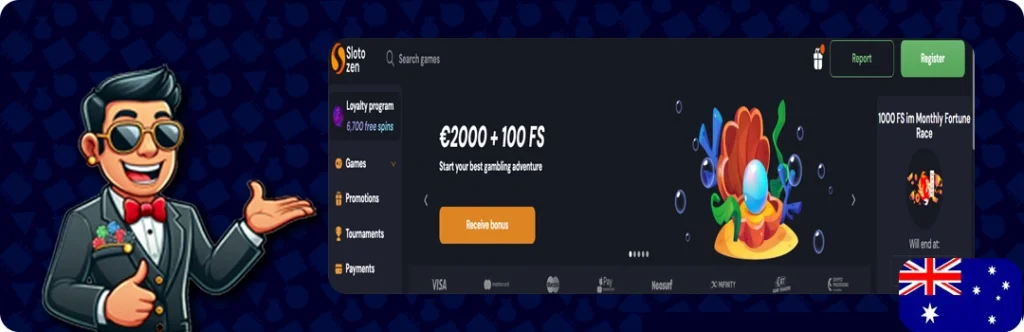 Slotozen Casino — 100% up to AU$1,000 + 150 free spins