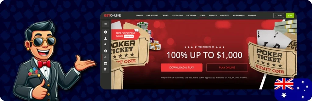 BetOnline Poker — 100% up to $1,000