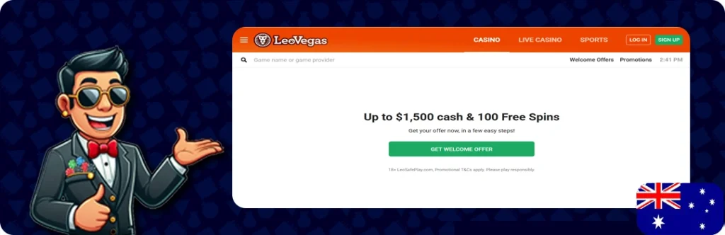 LeoVegas — AU$1,000 Welcome Bonus + 200 Free Spins
