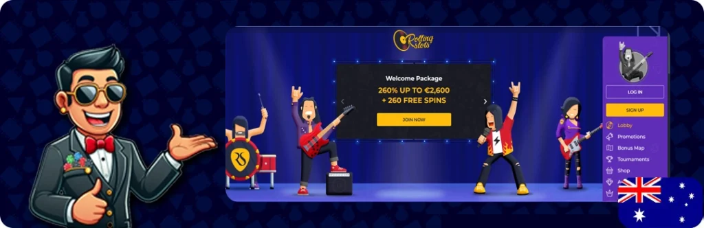 Rolling Slots — Welcome Package 260% Up To €2,600 + 260 Free Spins