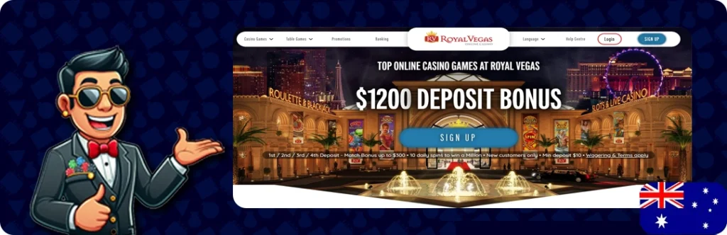 Royal Vegas — $1200 + 120 free spins