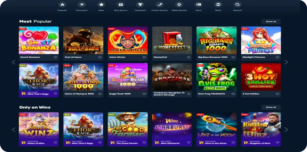 WinZ Online Casino Games
