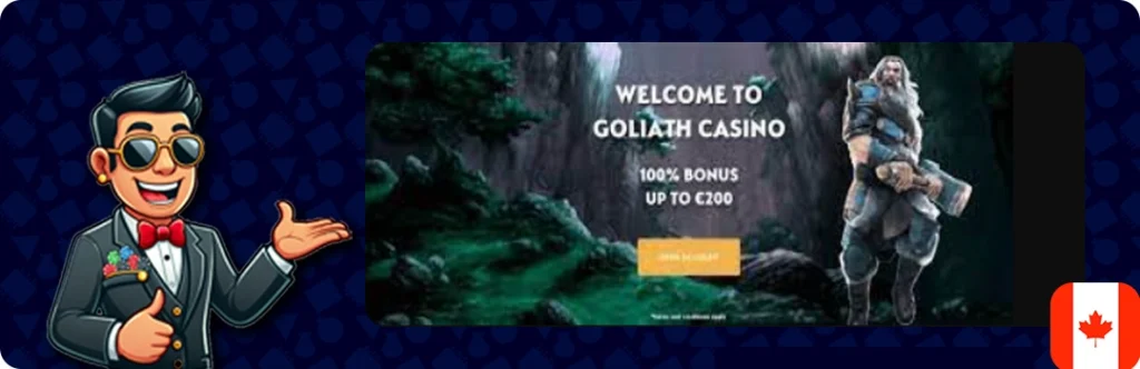 GoliathWin Casino — 500% bonus up to CA$2,500 + 150 free spins
