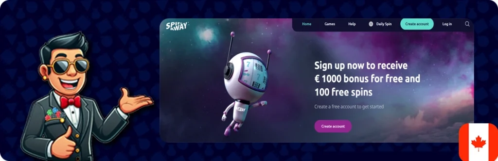 SpinAway Casino — 100% up to C$1,500 + 100 Free Spins