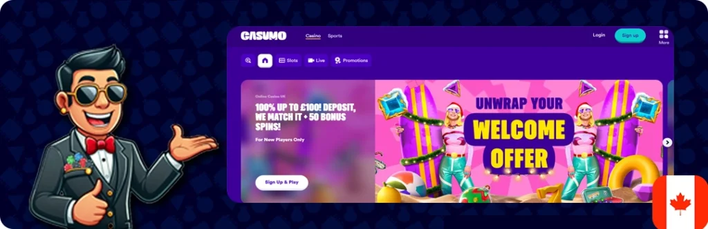 Casumo — 100% up to £100 deposit + 50 Bonus spins