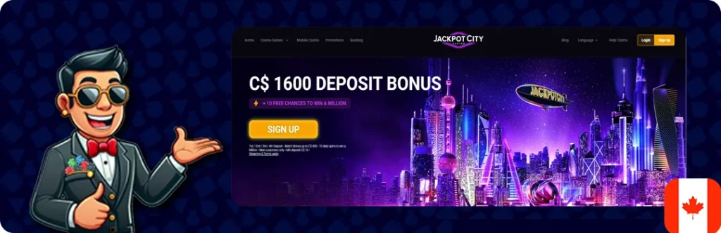 Jackpot City Casino — C$1600 Deposit Bonus + 10 Free Chances To Win