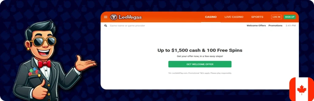 LeoVegas — Up to $1,500 Cash & 100 Free Spins