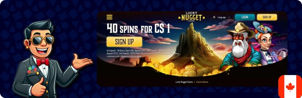 Lucky Nugget — 40 Spins for C$ 1