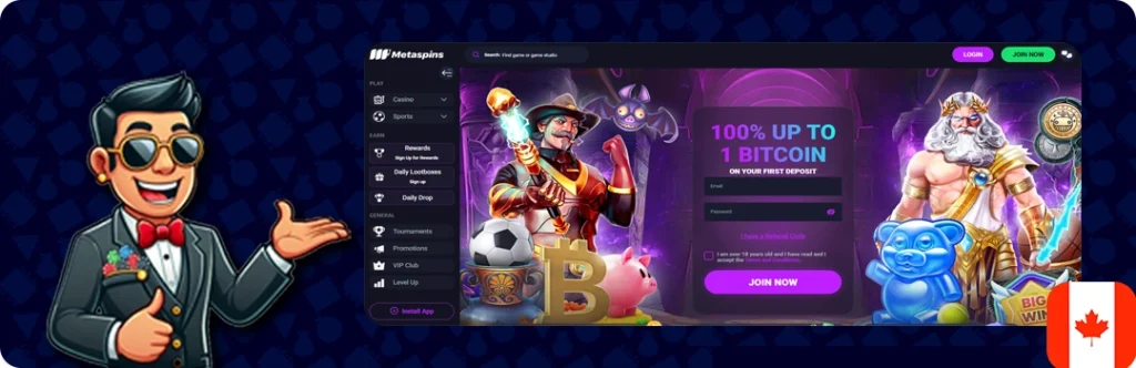 Metaspins — 100% up to 1 bitcoin on your first deposit