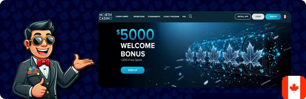 North Casino — $5,000 welcome bonus + 200 free spins