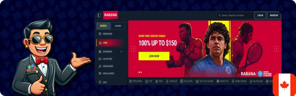 Rabona — Deposit Bonus 100% up to $150