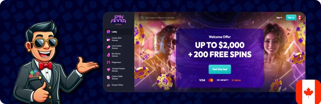 SpinFever Casino — 200% up to $2,000 + 200 Free Spins