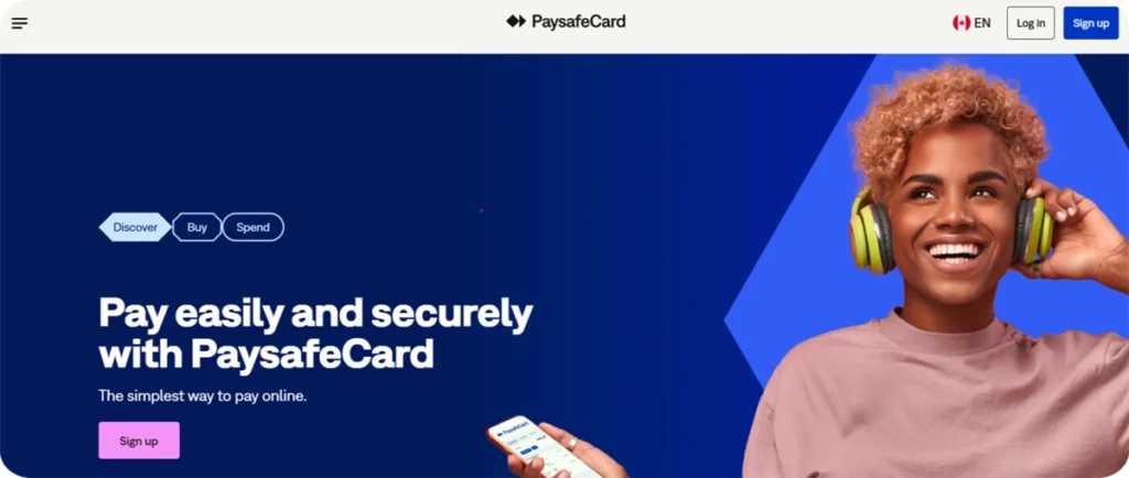 Paysafecard landing page in Canada