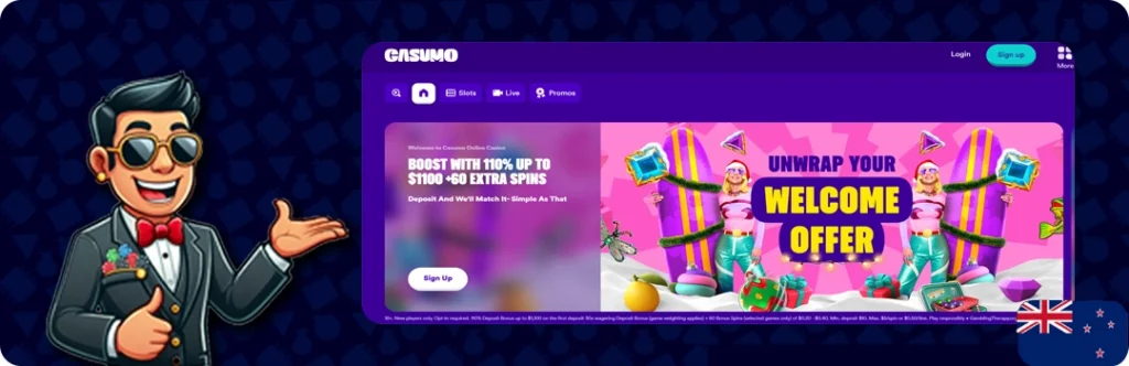 Casumo — Boost With 110% Up to $1100 +60 extra spins