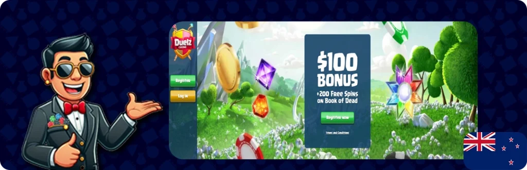 Duelz Casino — $100 Bonus + 200 Free Spins