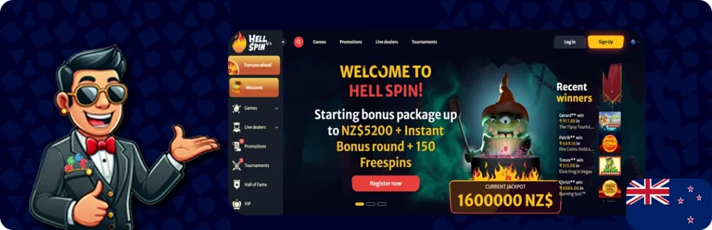 HellSpin — NZ$5200 + Instant Bonus round + 150 Free Spins