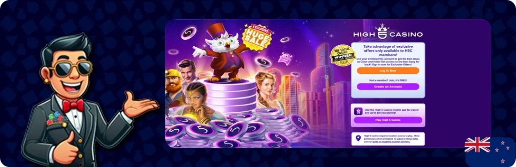 High 5 Casino — 250 Gold Coins + 5 Sweeps Coins free, no deposit