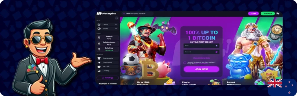 Metaspins — 100% up to 1 bitcoin on your first deposit