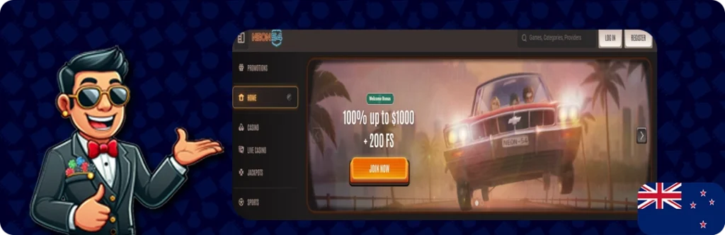 Neon54 — 100 up to $1000 + 200 free spins
