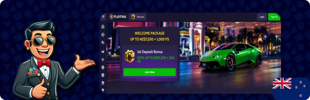Playfina Casino — Welcome package up to NZ$7,200 + 1,000 Free Spins