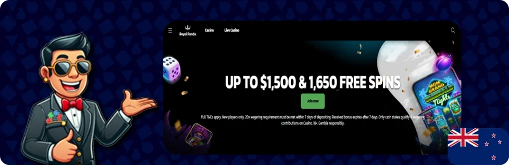 Royal Panda — Up to $1,500 & 1,650 Free Spins