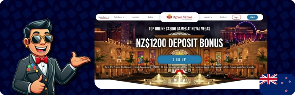 Royal Vegas — NZ$1200 Deposit Bonus