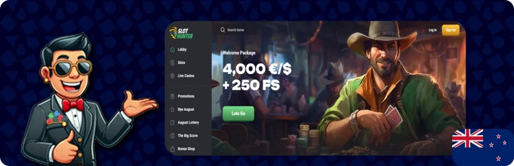 SlotHunter — Up to 4,000 €/$ + 250 Free spins