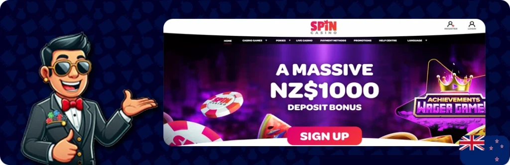 Spin Casino — A massive NZ$1000 deposit bonus