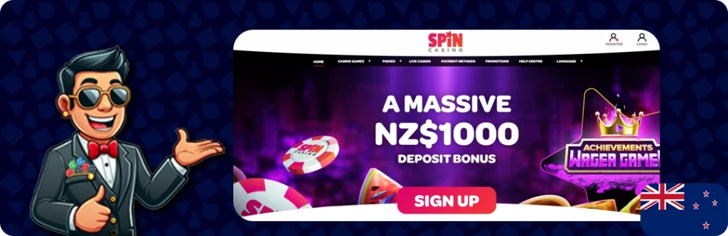 Spin Casino — A massive NZ$1000 deposit bonus