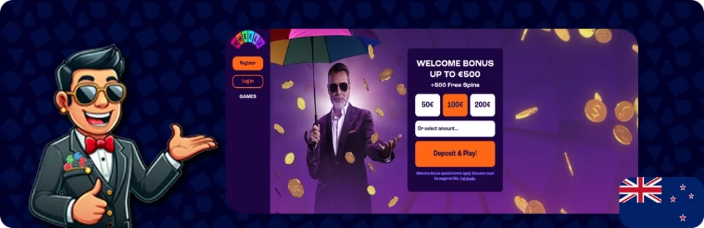 Wheelz Casino — Welcome bonus up to €500 + 500 Free Spins