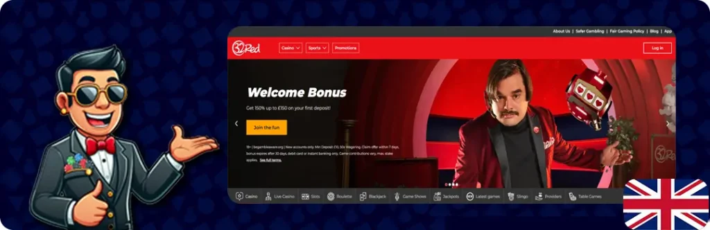 32Red Casino — Get 150% Up To £150 On Your First Deposit