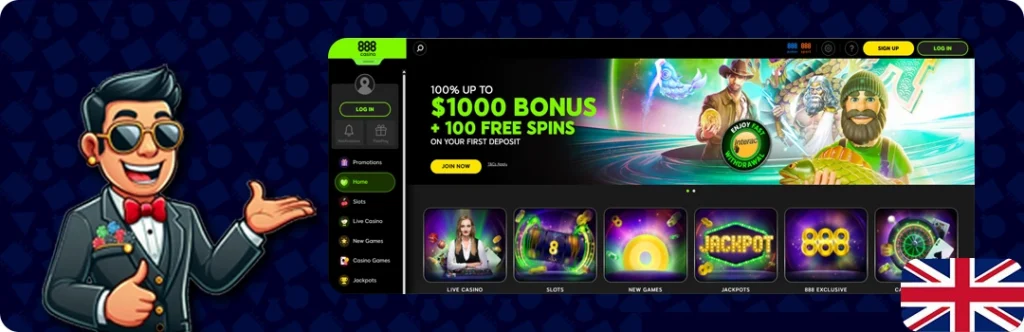 888 Casino — 100% up to $1000 Bonus + 100 Free Spins