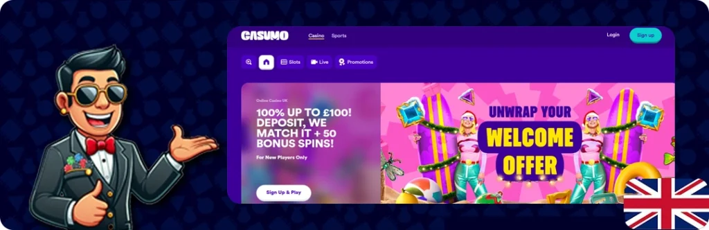 Casumo Casino — 100% up to £100 Deposit + 50 Bonus Spins