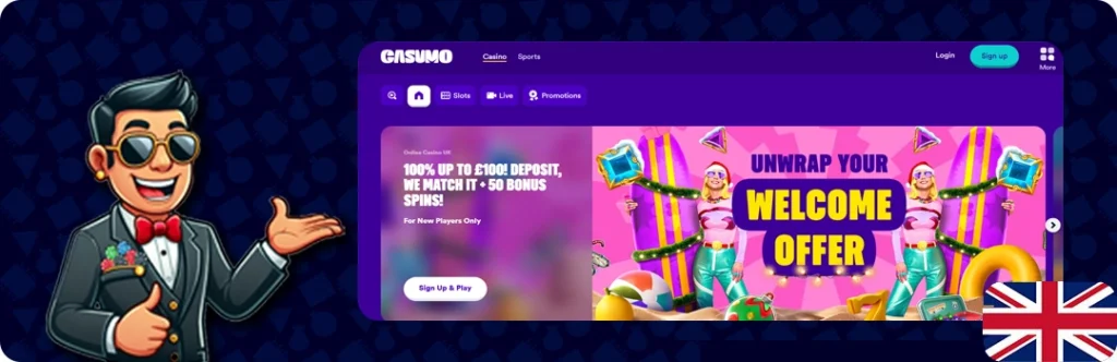 Casumo — 100% up to £100! Deposit + 50 Bonus Spins