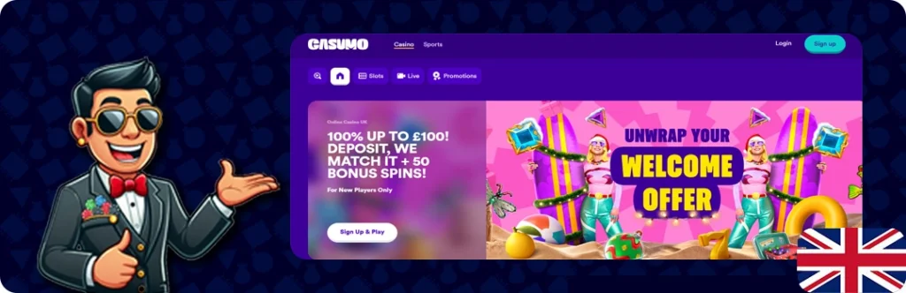 Casumo — 100% Up to £100! Deposit + 50 Bonus Spins
