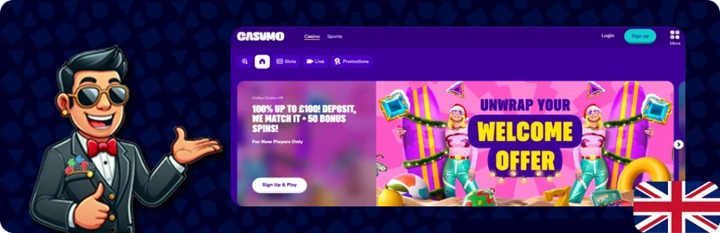 Casumo — 100% up to £100! Deposit + 50 Bonus Spins