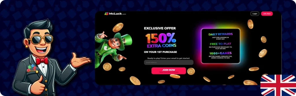 McLuck — Exclusive Offer 150% Extra coins On Your 1st Purchase