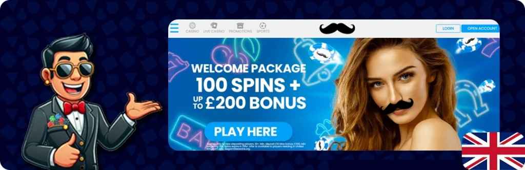 Mr Play — Welcome package 100 Spins + up to £200 Bonus