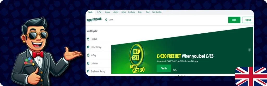 Paddy Power Games — £30 Free bet When You bet £/€5
