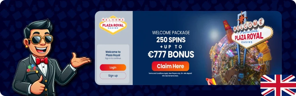 Plaza Royale — Welcome package 250 spins + up to €777 Bonus