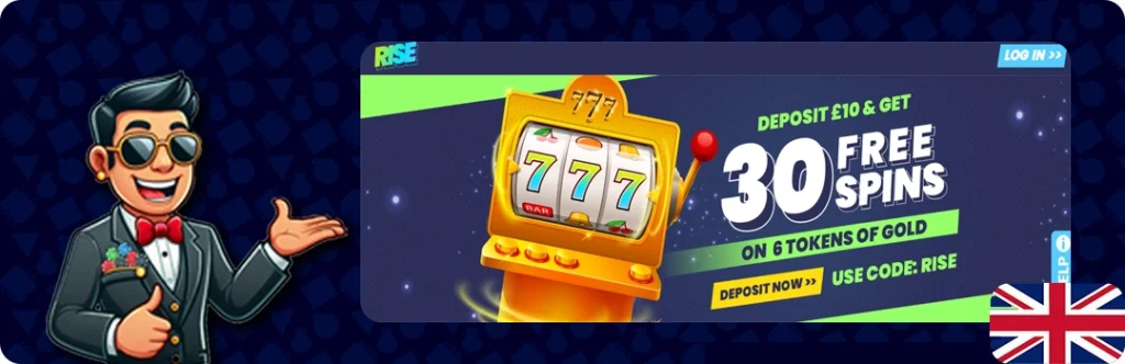 RISE Casino — Deposit £10 & Get 30 Free Spins