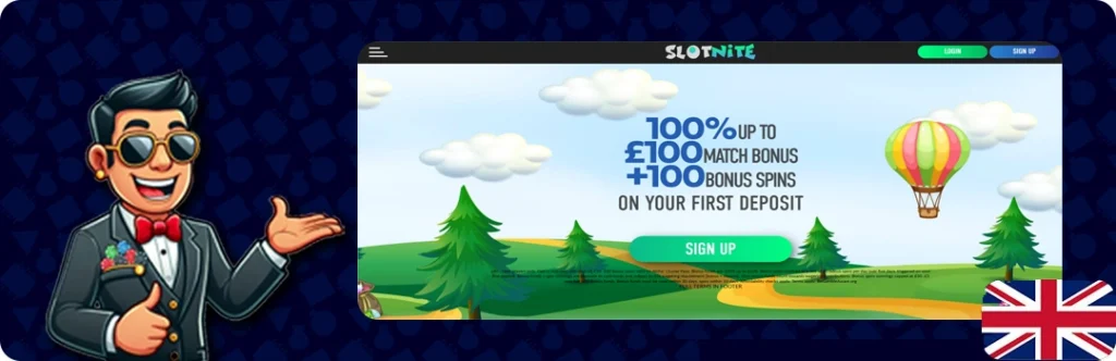 Slotnite Casino — 100% Up to £100 Match Bonus + 100 Bonus Spins