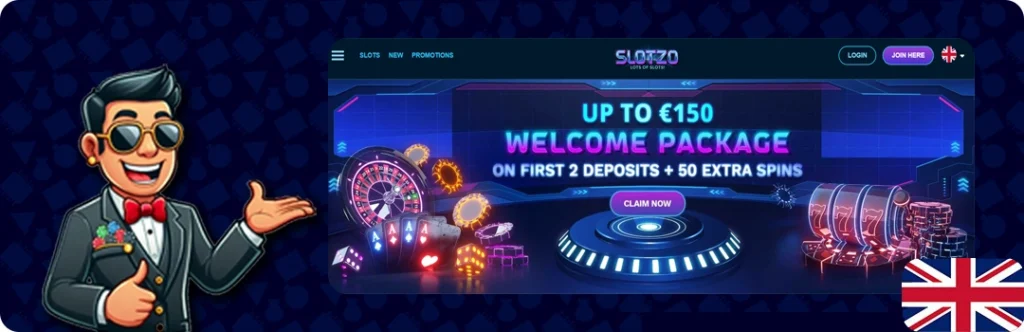 Slotzo — Up to €150 Welcome Package On first deposit + 50 Extra Spins