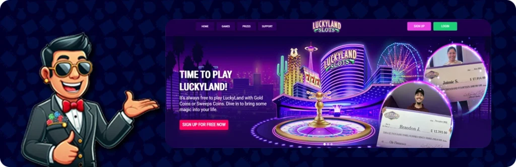 LuckyLand Slots — Claim 7,777 Gold Coins + 10 FREE Sweeps Coins instantly