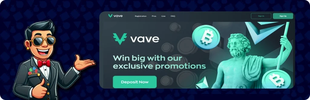 Vave — 100% up to 1 BTC Equivalent in ETH + 100 Free Spins