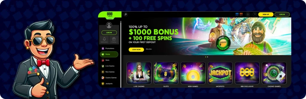 888casino — 100% up to $1000 Bonus + 100 Free spins